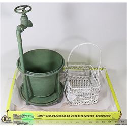 PLANT STAND WITH FAUCET + METAL BASKET