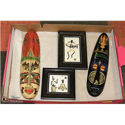 AFRICAN MASKS AND FRAMED ART