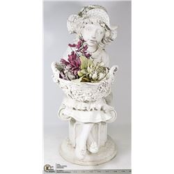 GARDEN/ PATIO STATUE GIRL WITH FLOWERS