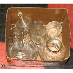 BOX OF VARIOUS DEPRESSION GLASS WARE