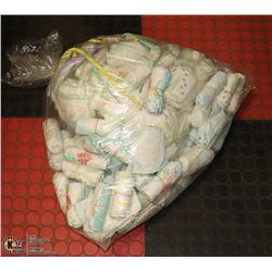 LOT OF BABY ITEMS - 90 DIAPERS & 10 BIBS