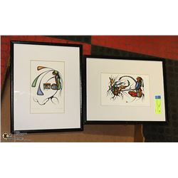 2 NATIVE ART PICTURES BY CECIL YOUNG FOX 14” X 12”