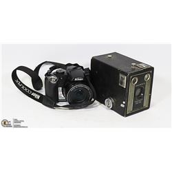 BROWNIE CAMERA 1946-52, NIKON 35MM CAMERA