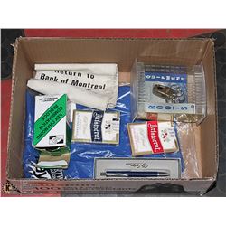 ESTATE BOX OF MISC: INCLUDES NEW PADLOCK, NEW POLO