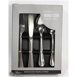 NEW 16PC WINDSOR STAINLESS STEEL CUTLERY SET