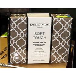 NEW LAUREN TAYLOR KING SIZE 4PC SHEET SET