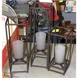 PARTYLITE 3 SET METAL FRAME CANDLE HOLDER