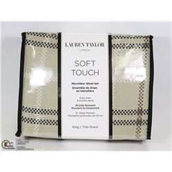 NEW LAUREN TAYLOR KING SIZE 4PC SHEET SET