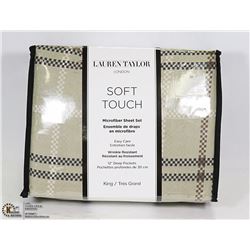 NEW LAUREN TAYLOR KING SIZE 4PC SHEET SET