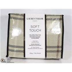 NEW LAUREN TAYLOR KING SIZE 4PC SHEET SET