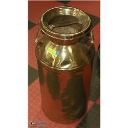 FANCY ANTIQUE BRASS PLATED PRESENTATION CREAM CAN