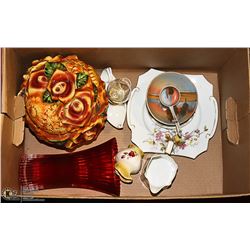 FLAT OF VINTAGE POTTERY, CHINA, AND GLASS