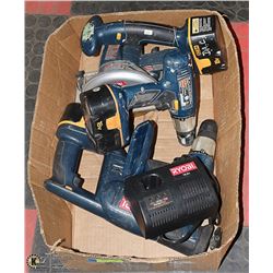 RYOBI 18VOLT POWER TOOLS INCLUDES 2 DRILLS,