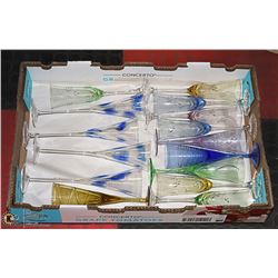 BOX W/ 15 ETCHED & DESIGNED GLASSES -