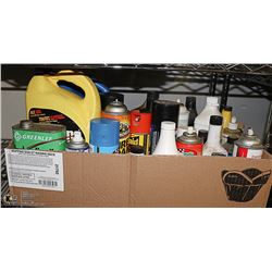 LARGE LOT OF AUTOMOTIVE, ANTI-FREEZE, TIRE