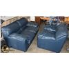 Image 1 : BLUE LEATHERETTE LOVESEAT & CHAIR