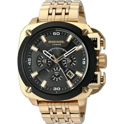 NEW DIESEL TRIPLE CHRONO GOLD TONE MSRP $506 55MM