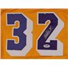 Image 2 : Magic Johnson Signed Career Highlight Stat Jersey (PSA COA)