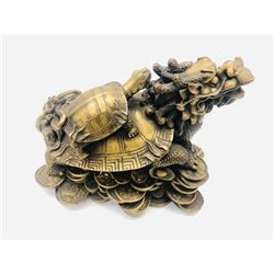 Brass Feng Shui Turtle On Top Of Dragon