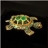 Image 1 : Green Semi Precious Stone Turtle Brooch