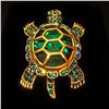Image 3 : Green Semi Precious Stone Turtle Brooch