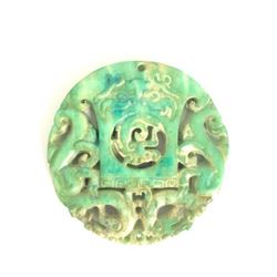 Rough Hand Carved Jade Zodiac Medallion