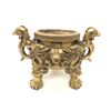 Image 1 : Large Two-Handled Foo Dog & Dragon Decorated Lion Footed Brass Censor