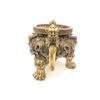 Image 2 : Large Two-Handled Foo Dog & Dragon Decorated Lion Footed Brass Censor