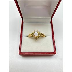Ladies .13ct Pear Cut White Opal set in 18K Gold Plated Ring