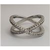 Image 1 : Sterling Silver 925 CZ Rhinestone Crossband Ring