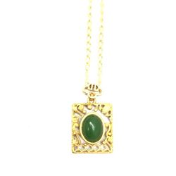 Natural Green Hetian Jasper Jade Necklace Pendant