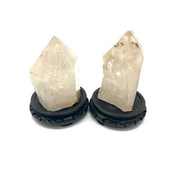 Pair Of Natural White Crystal Pillars