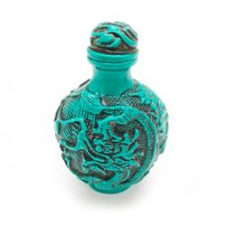 Asian Dragon Carved Turquoise Snuff Bottle