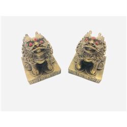 Pair Of Brass Qi Lin Feng Shui Figures