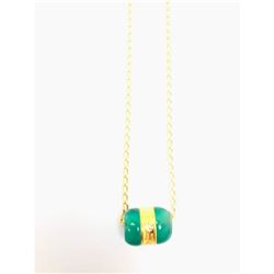 24K Yellow Gold & Perfect Green Jadeite Lucky Bead Pendant