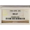 Image 3 : 1965 SMS WASHINGTON QUARTER NGC MS67