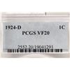 Image 3 : 1924-D LINCOLN CENT KEY DATE PCGS VERY FINE 20