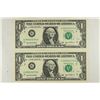 Image 1 : 2-2003-A $1 FRN'S LOW CONSECUTIVE SERIAL 'S UNC