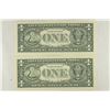 Image 2 : 2-2003-A $1 FRN'S LOW CONSECUTIVE SERIAL 'S UNC