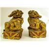 Image 1 : A PAIR OF CHINESE CARVED GILT AND RED P