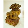 Image 2 : A PAIR OF CHINESE CARVED GILT AND RED P