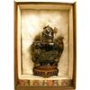 Image 1 : A CHINESE CARVED DARK GREEN GLASS BOTTL