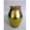 Image 1 : A TIFFANY STYLE IRIDESCENT GREEN VASE
