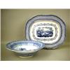 Image 1 : A BLUE TRANSFER-DECORATED PLATTER AND F