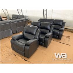 BLACK RECLINING SOFA, LOVE SEAT, & CHAIR