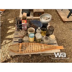 SNOW SHOES, ANTIQUE JARS, CREAM SEPARATOR