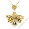 Image 5 : Antique Art Nouveau 14kt Yellow Gold Natural Pearl and Sapphire Tulip Pendant Ne
