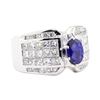 Image 1 : 3.43 ctw Sapphire And Diamond Ring - 18KT White Gold
