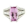 Image 2 : 7.74 ctw Rectangular Cushion Brilliant Pink Topaz And Diamond Ring - 18KT White