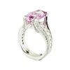 Image 4 : 7.74 ctw Rectangular Cushion Brilliant Pink Topaz And Diamond Ring - 18KT White